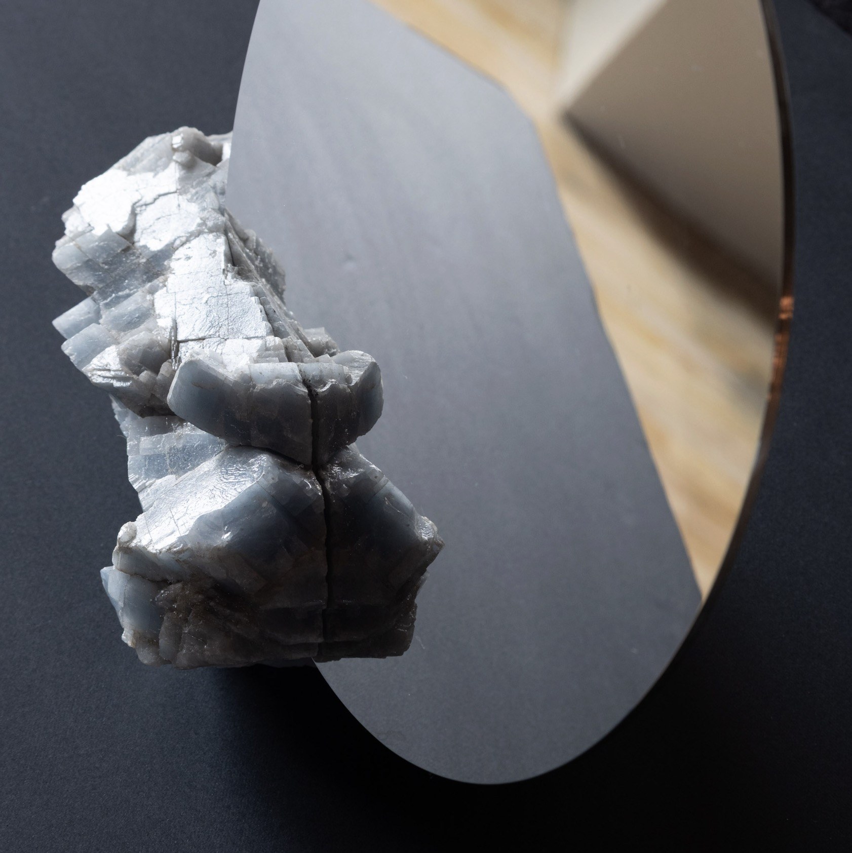 Sky and Stone — blue calcite mirror